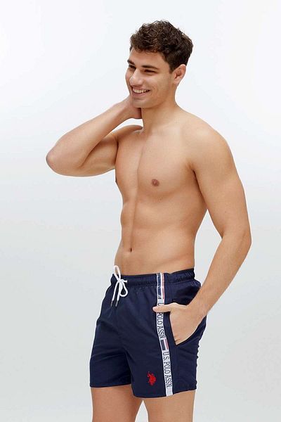 U.S. Polo Assn. Ανδρικό σορτς κολύμβησης μεσαίου μήκους Navy Blue με τσέπες στο πλάι