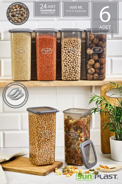 Sunplast ROYAL 6-Piece Storage Container Set - Leak-Proof Silicone Transparent Lid - Anthracite Food Container