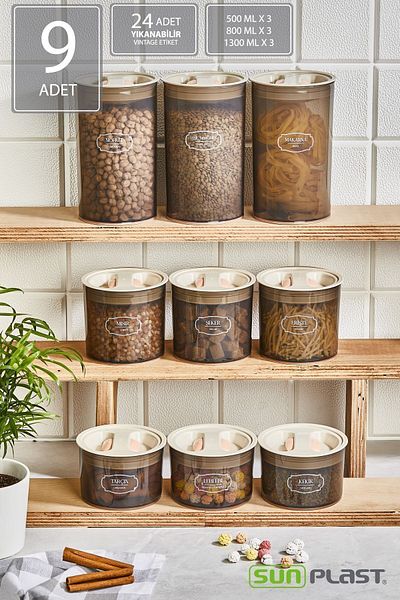 Sunplast 9-Piece Storage Container Set - Leak-Proof Ergonomic Lid - Latte Food Container