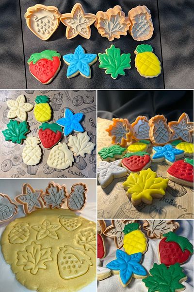 Sunplast Spring Themed Fruit and Leaf Cookie Mold Cookies - 4-Piece Pressed Sugar Dough Cutter