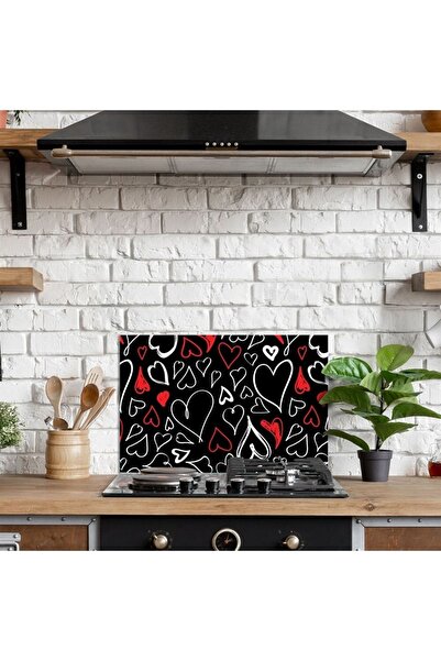 Decovetro Ocak Arkası Koruyucu Kalp Desenli 76x50cm