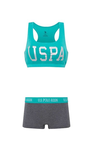 U.S. Polo Assn. BAZA. Polo Assn. Set pantaloni scurti bustieră mentă pentru femei