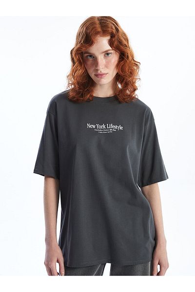 LC Waikiki Tricou supradimensionat pentru femei LCW - Decolteu, imprimat
