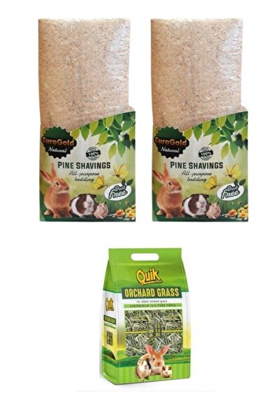 EuroGold Naturel Kemirgen Talaşı 15 Lt x 2 Adet ve Quik Kuru Yonca Kemirgen O...
