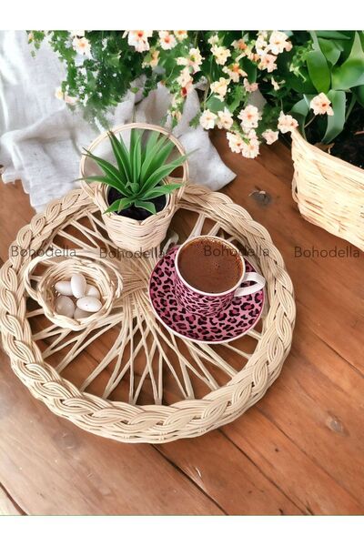 Bohodella Rattan Bambu Cam Sunumluk Hasır Tepsi Pinterest Tepsi