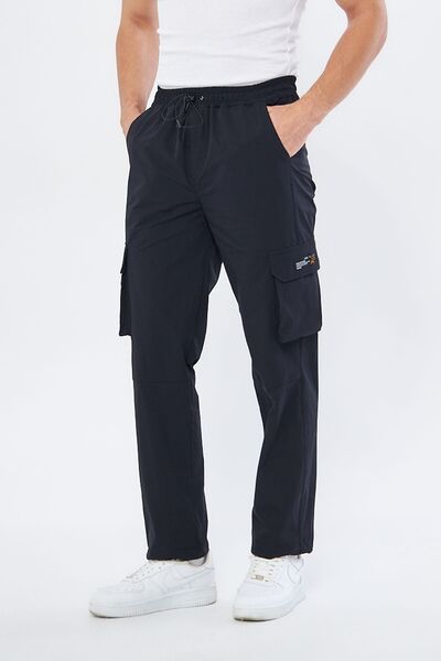 Mesfeno Чоловічі штани, еластична парашутна тканина, кишені-карго, прямий крій, еластична талія та штанини