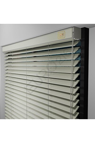 JaluziByEuro216 Redüktörlü / Zincirli Ahşap Jaluzi Perde 50 Mm %100 Ahşap Kre...