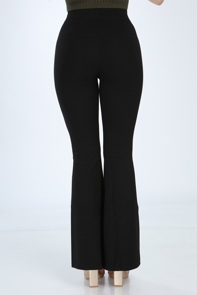 GRİLAND Women's Black Flare Leg High Waist Leggings Trousers