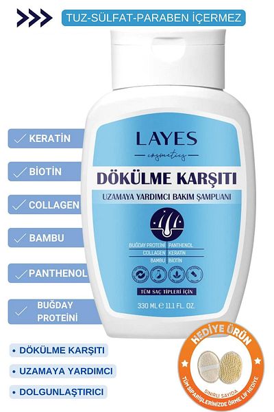 Layes Fast Hair Growth - Anti-Shedding and Repair Care Shampoo, Salt-free, Paraben-free, Sulfate-free