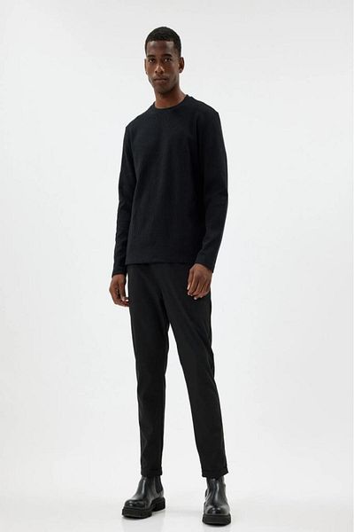Koton Crew Neck - Textured Cotton Blend Sweater