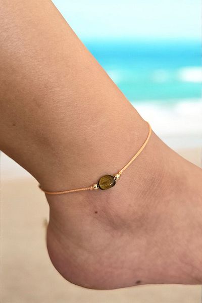 NBS Beautiful Naturel Stones Natural Stone Tiger Eye Anklet Hand Work - Quality Rope Dorica Intermediate Apparatus