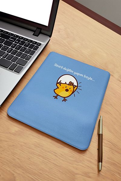 fafaatölye Mouse Pad Printed Ankle Supported Angry Chick