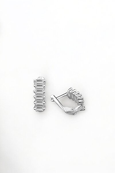 jelux silver Gümüş 925 Ayar Baget Zirkon Taşlı Gümüş Küpe