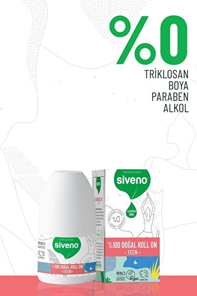 Siveno %100 Doğal Roll-On Teen Girl Genç Kız Deodorant Ter Kokusu Önleyici Bitkisel Lekesiz 50 ml X 2 Adet