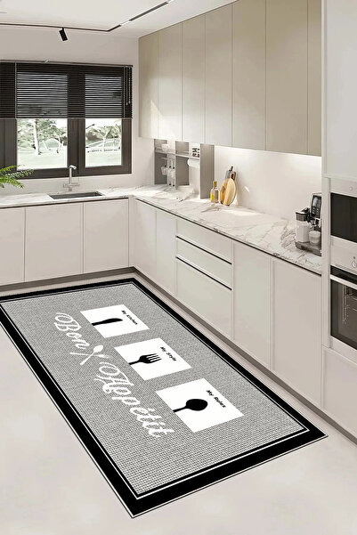 G&C HOME Dijital Kaymaz Yıkanabilir Modern İskandinav Mutfak Halısı Salon Hal...