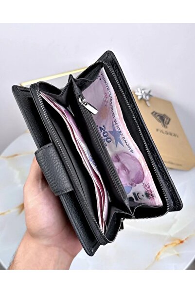 Fil Deri Genuine Leather Large Wallet - Multi-Compartment and Magnet, Women's and Men's 2069