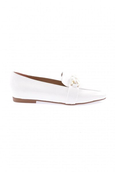 DGN 5007-23y Weiße Ballerinas aus Lackleder mit Drehschnalle für Damen
