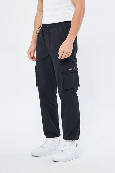 Mesfeno Чоловічі штани, еластична парашутна тканина, кишені-карго, прямий крій, еластична талія та штанини