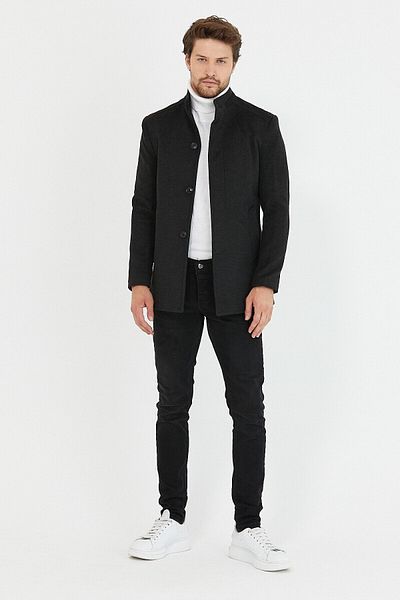 Mero Life Ανδρικό κοντό παλτό Anthracite New Season