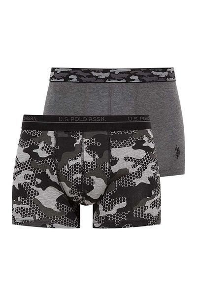 U.S. Polo Assn. US Polo Assn.Men's Anthracite Melange - Printed 2-Piece Boxers