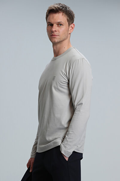Lufian Merlin Men's T-Shirt - Cotton, Crew Neck, Long Sleeve, Regular Fit, Basic Model 112020039