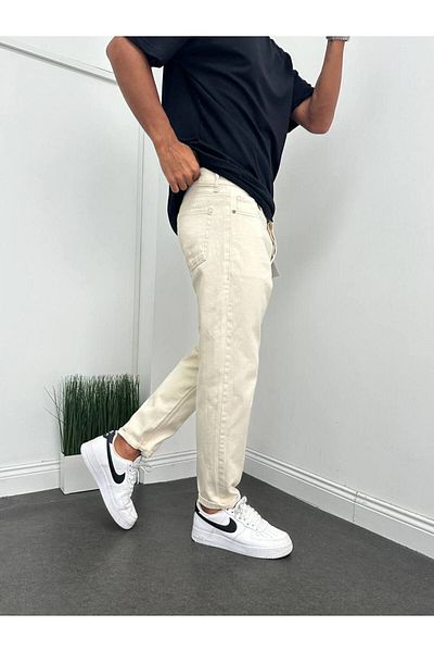 BDRMAN Boyfriend Cream Color Trousers