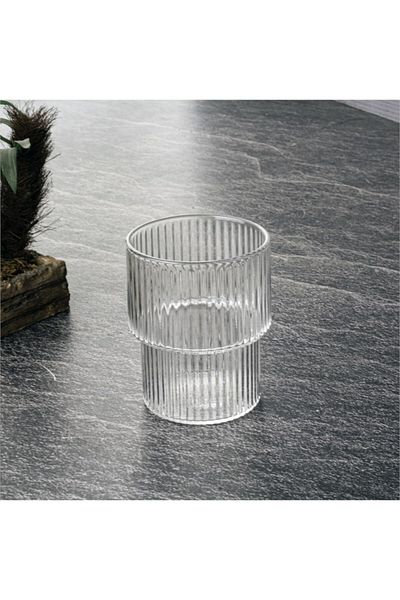 SİHİRLİ AYAKLAR 280 Ml Water Coffee Color Striped Glass Soft Drink Cocktail Cup