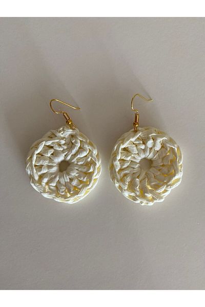 öyküsh collection Straw White Earrings