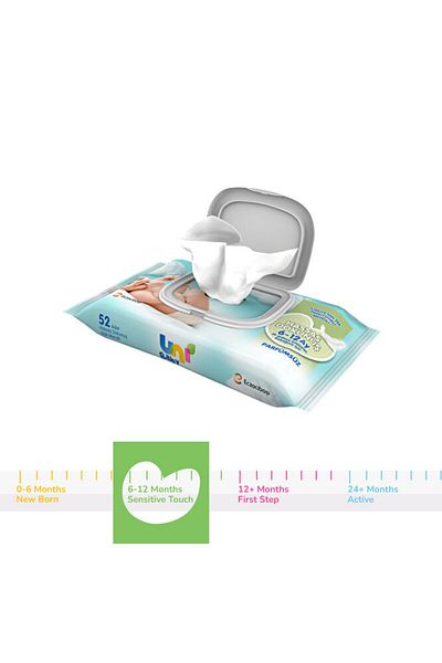 Uni Baby Sensitive Touch Wipes Pack of 12 - Fragrance Free, 52 pcs