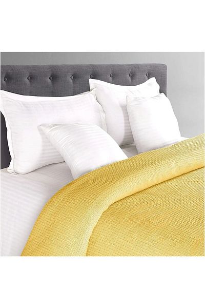 Skyrose Single Yellow Waffle Patterned Pique Cotton Single 160 X 230 Cm