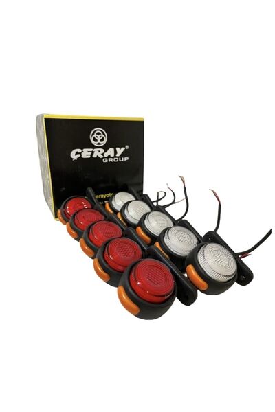 ÇERAY (10 Adet) Neon Mini Takoz Kırmızı-beyaz 12v-24v