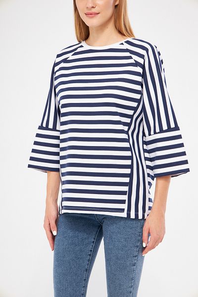 CrazyShopping Hanorac de damă cu mâneci raglan 3/4 în dungi
