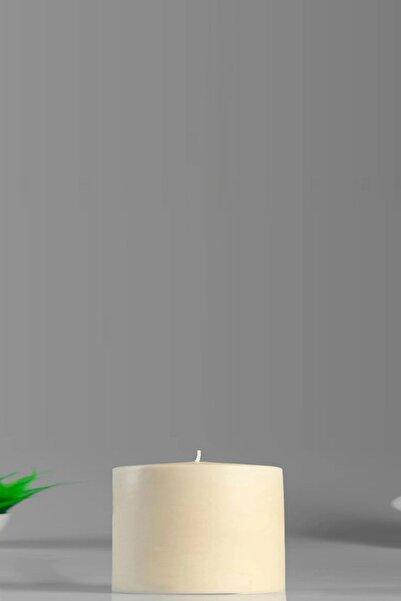 Paşa Cam Silindir Kütük Mum Krem Sandal Ağacı Genişlik 8 Cm Yükseklik - 6