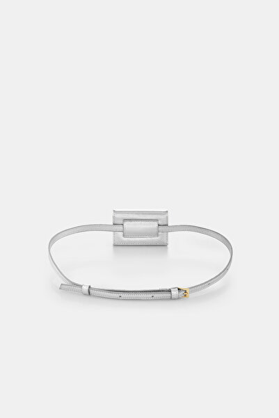 Black Ribbon Chain Micro Silver Color Γνήσιο Δερμάτινο Γυναικείο Πορτοφόλι & Θήκη για Κάρτες