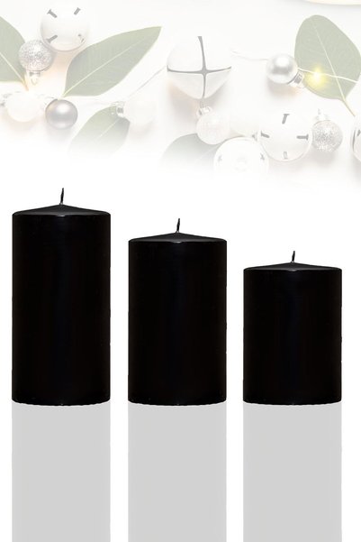 Genel Markalar Silindir Mum Siyah 3'lü Set Genişlik 5 Cm Yükseklik - 5 Cm - 7...