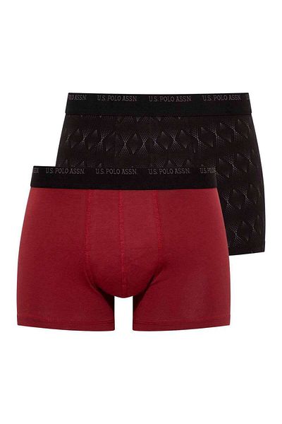 U.S. Polo Assn. Men's Black - Claret Red 2-Piece Boxer 82005