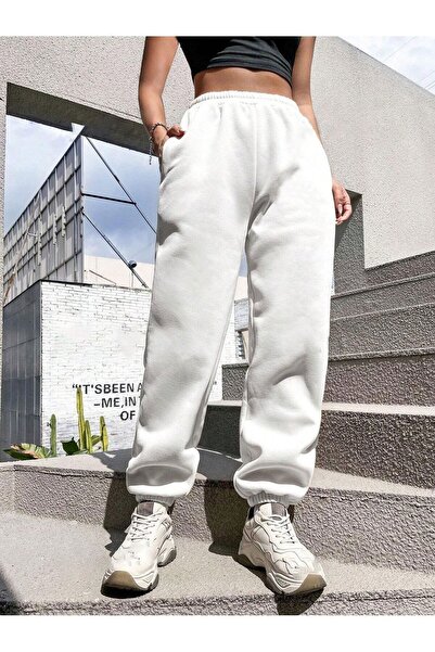 NİCE Λευκό ελαστικό παντελόνι με 3 κλωστές