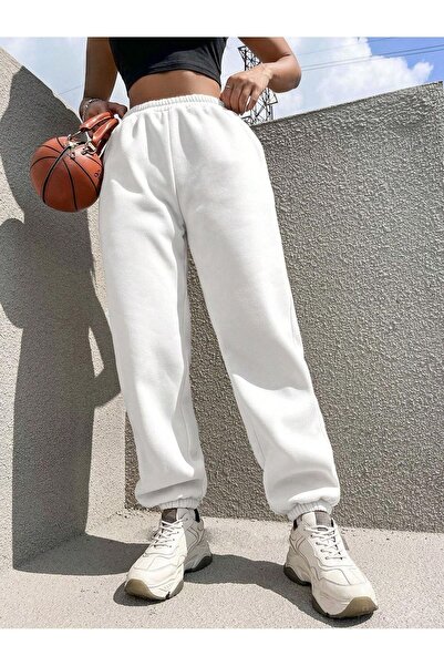 NİCE Λευκό ελαστικό παντελόνι με 3 κλωστές