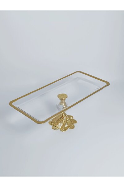 PARILTI HOME COLLECTİON Presentation Plate - Gold Metal Leg