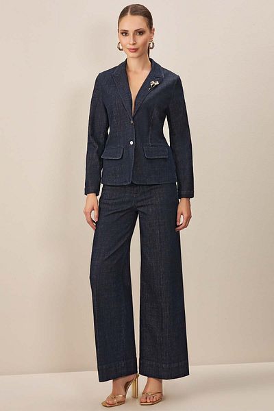 Guitar Pantaloni de jeans cu picioare largi bleumarin