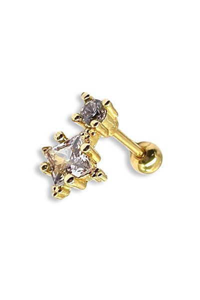 MAZEN Kutup Yıldızı Çelik Tragus Kıkırdak Helix Piercing Gold Renk 1 Adet