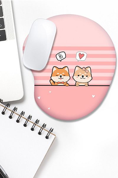 fafaatölye Pink Cats Mouse Pad with Wrist Support