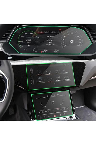 ZDN Case For Audi Q8 2020-2023 Instrument and Multimedia Dual Screen Protector Navigation 9H Nano Screen Protector
