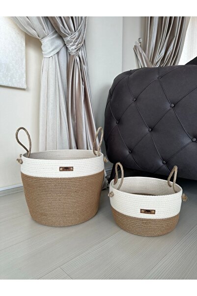 ASL CONCEPT طقم سلة من قش الجوت مكون من قطعتين بمقبض