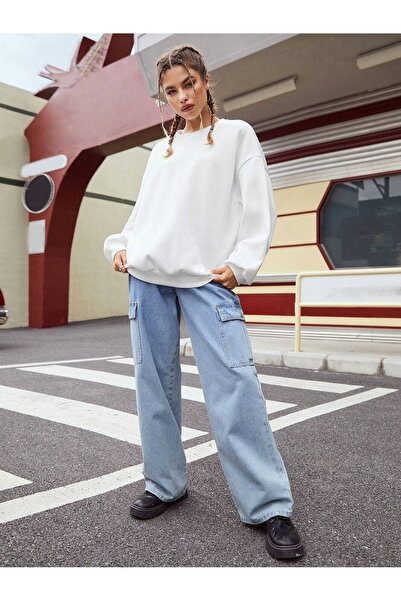 Deocept Fight Trust HARD - Φούτερ με λαιμόκοψη Unisex Λευκό Oversize