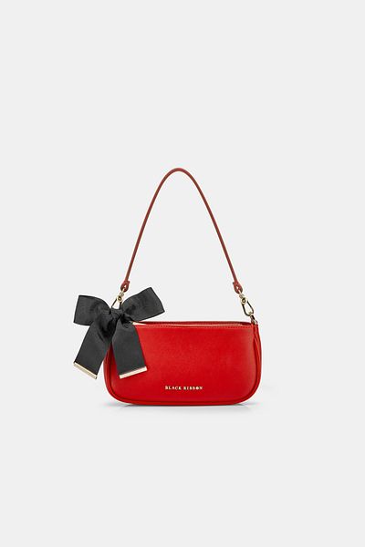 Black Ribbon Red Baguette Bag