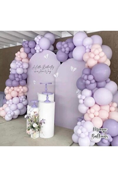 Aksesuar Lila Retro Lavanta Makaron Somon 90 Lı Balon Seti