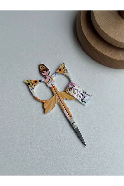 Hemline Yellow Butterfly Scissors - Girl Design