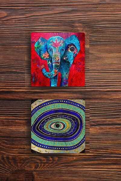 Begoloni Stone Decor مجموعة من قطعتين من الأكواب الحجرية بطبعة عين الفيل الشر...