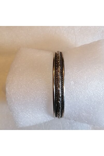 Butik Tülin Unisex otantik el yapımı gümüş rengi yaprak desenli alpaka bafon bileklik Hint Malı